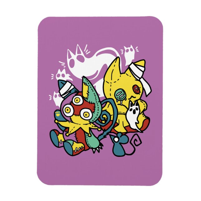 Ímã Arte do Dia das Bruxas de Gatos Cerrantes: Assusta (Vertical)