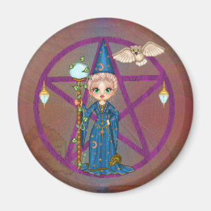 Imã Arte do pixel de Penctacle da mulher de Witchy