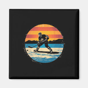 Imã Arte do pôr do sol do jogador de hóquei no gelo pa