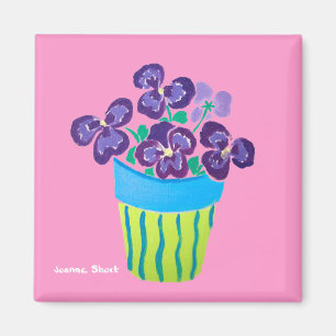 Imã Arte do refrigerador: Lotes dos potes de Pansies