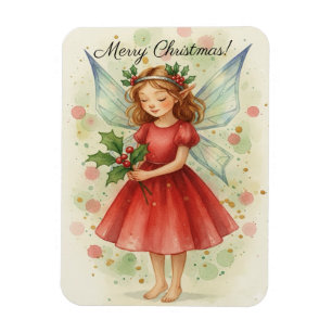 Ímã Arte em Aquarela da Fada de Natal