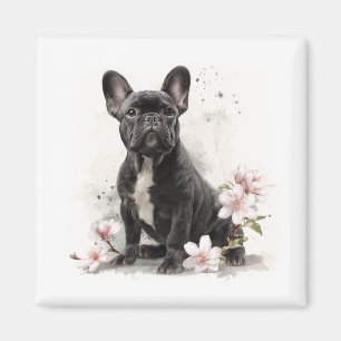 Imã Arte em Aquarela de Bulldog Francês Preto