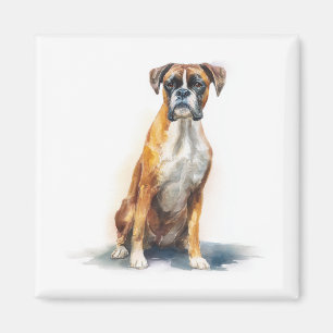 Imã Arte em Aquarela de Cachorro Boxer