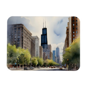Ímã arte em aquarela de Chicago