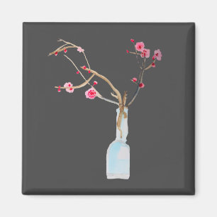 Imã Arte em aquarela de flor de cerejeira sakura