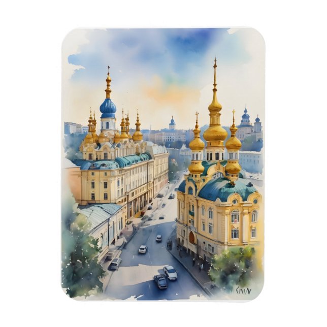 Ímã arte em aquarela de Kiev (Vertical)