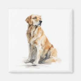 Imã Arte em Aquarela do Golden Retriever