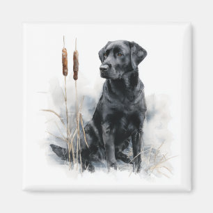 Imã Arte em Aquarela do Labrador Retriever Preto