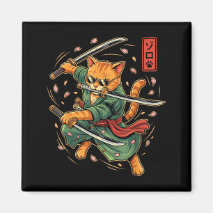 Imã Arte em estilo japonês do anime Samurai Cat Três E