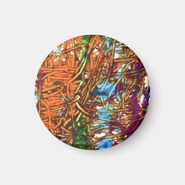 Imã Arte em Mármore Laranja, Verde, Azul e Roxo (Frente)