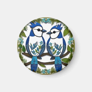 Imã Arte em papel de pássaros Blue Jay