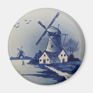 Imã Arte em pintura azul e branca vintage Delft