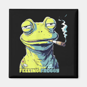Imã Arte engraçada de sapo fumando cigarro