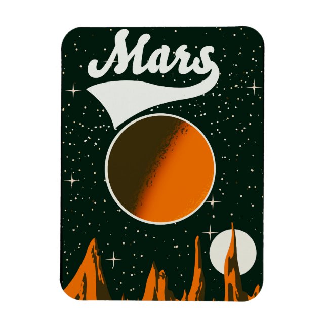 Ímã Arte espacial retrô de Marte (Vertical)