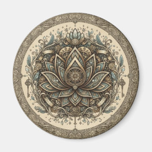 Imã Arte Espiritual Vintage Mandala de Lótus Sagrado