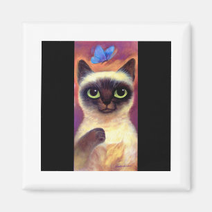Imã Arte felino da borboleta do gato Siamese - multi