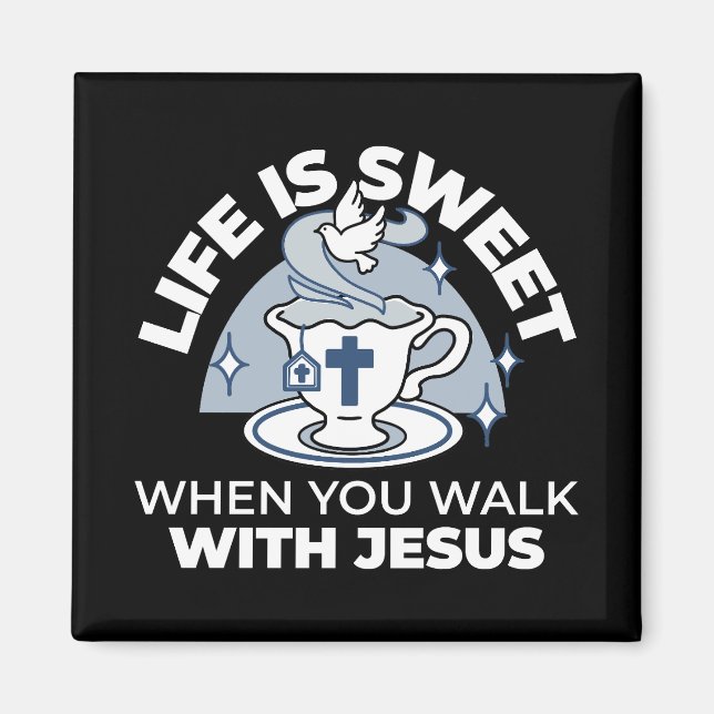 Imã Arte Fiável - Teacup com Cruz e Dove (Frente)