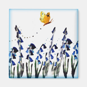 Imã Arte floral da borboleta dos Bluebells