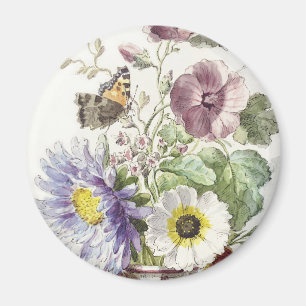Imã Arte Floral de Borboleta Vintage de William van Le