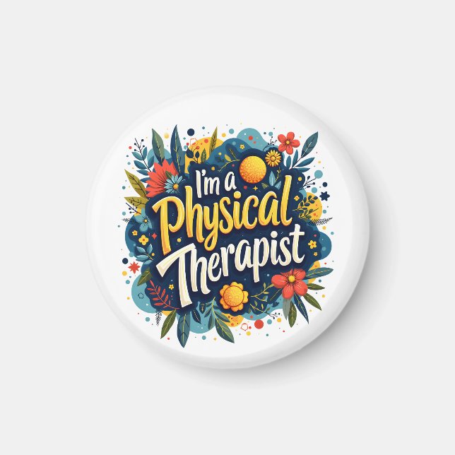 Imã Arte Floral de Citação Física Terapista (Frente)