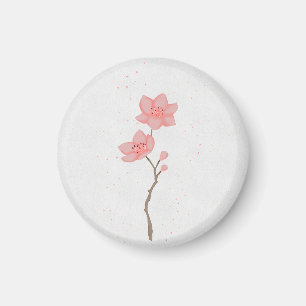 Imã Arte Floral de Flor de Cerejeira Sakura Rosa Minim