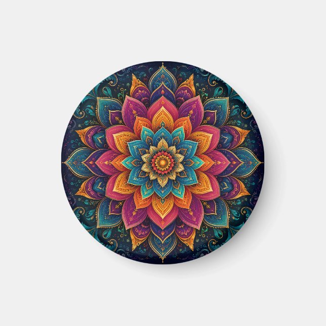 Imã Arte floral inspirada em mandalas (Frente)