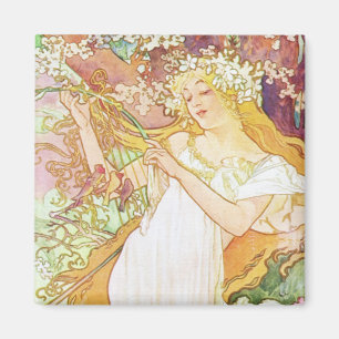 Imã Arte floral Nouveau do vintage do primavera de