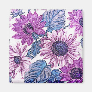 Imã Arte Floral Vintage Roxo e Azul