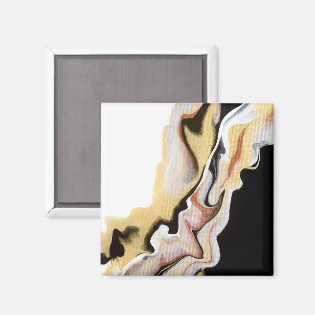 Imã Arte fluida abstrata acrílica dourada Alligare (Front/Back)