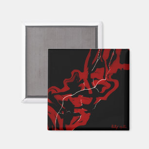 Imã Arte Fluida Abstrata Vermelha de Sonhos e Pesadelo