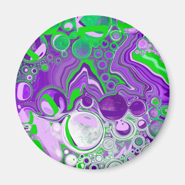 Imã Arte Fluida Marble Roxo e Verde limão (Frente)