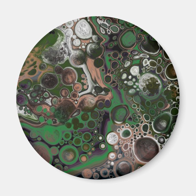 Imã Arte Fluida Preta, Marrom, Branca e Verde (Frente)