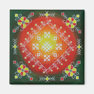 Imã Arte folclórica tradicional letã com pintura de