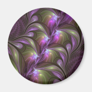 Imã Arte Fractal Abstrata Colorida Violeta Roxo Caqui