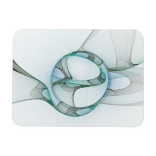 Ímã Arte fractal abstrata moderna azul turquesa cinza