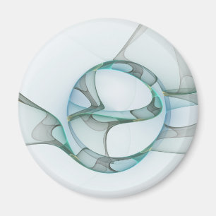 Imã Arte fractal abstrata moderna azul turquesa cinza