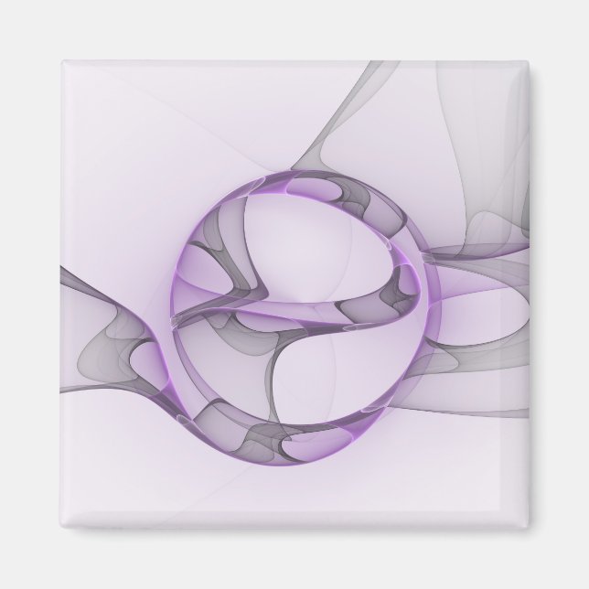 Imã Arte fractal abstrata moderna Lavanda Cinza (Frente)