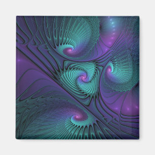 Imã Arte Fractal Abstrata Moderna Roxo Encontra Turque