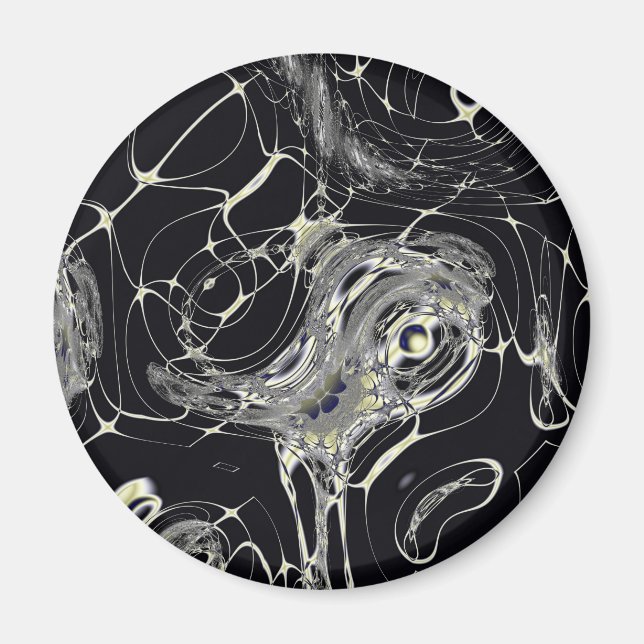 Imã Arte Fractal Abstrata Teia Dourada (Frente)