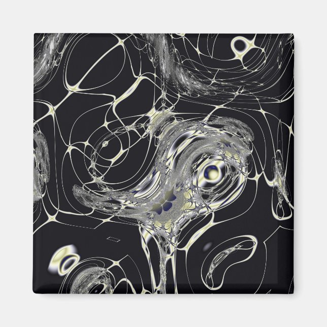 Imã Arte Fractal Abstrata Teia Dourada (Frente)