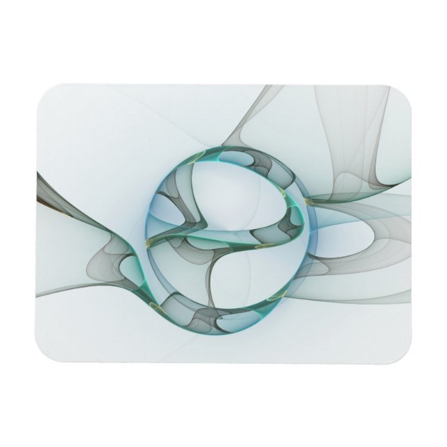 Ímã Arte fractal abstrato moderno azul turquesa cinza (Horizontal)