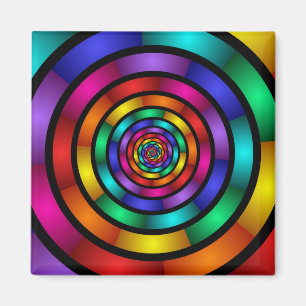 Imã Arte Fractal Arredondada e Psicodélica Colorida M