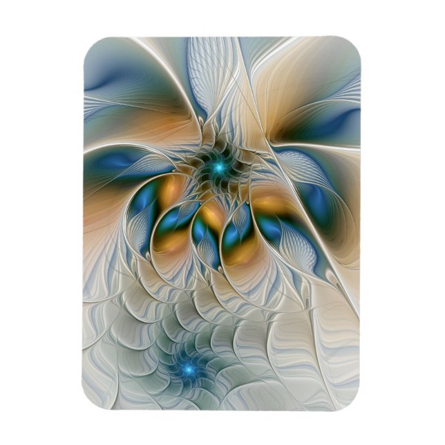 Ímã Arte fractal de fantasia abstrata e elevada com az (Vertical)