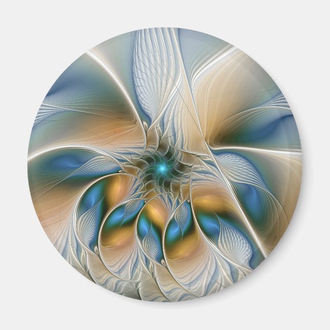 Imã Arte fractal de fantasia abstrata elevada com azul (Frente)