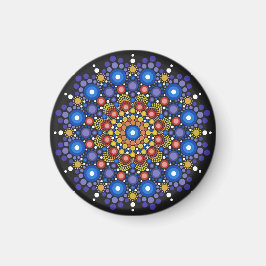 Imã Arte Fractal Floral Dotada Retro Mandala