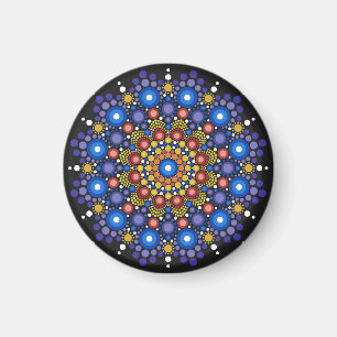 Imã Arte Fractal Floral Dotada Retro Mandala