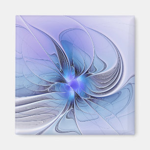 Imã Arte fractal moderna abstrata azul lavanda
