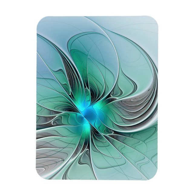 Ímã Arte fractal moderna com azul abstrato (Vertical)