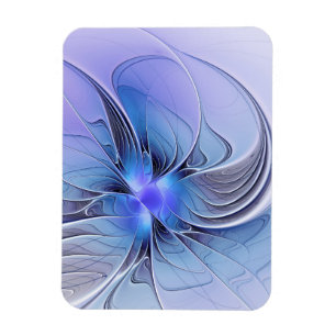 Ímã Arte fractal moderno abstrato azul lavanda