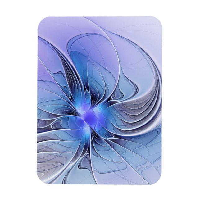 Ímã Arte fractal moderno abstrato azul lavanda (Vertical)
